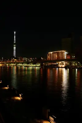 a view of a city at night with the river at The Gate Hotel Ryogoku by Hulic in Tokyo