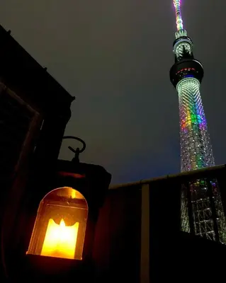 a view of the eiffel tower at night at Touch and Go Azumabashi - Vacation STAY 85085 in Tokyo