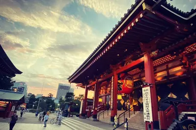 a pagoda building with people walking in front of it at TOE LIBRARY Tokyo Asakusa in Tokyo