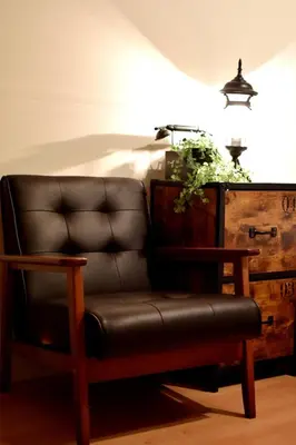 a leather chair sitting in a room with a lamp at Hikifune Kodate - Vacation STAY 8861 in Tokyo