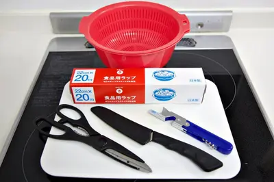 a pair of scissors and a red funnel on a tray at Mukojima Kodate - Vacation STAY 8857 in Tokyo