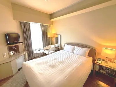 a hotel room with a large bed and a television at Smile Hotel Tokyo Nishikasai in Tokyo