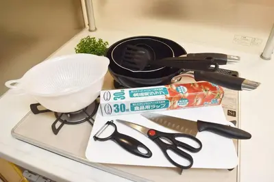 a counter with a bunch of kitchen utensils on it at \u62bc\u4e0a\u30cf\u30a6\u30b9 in Tokyo