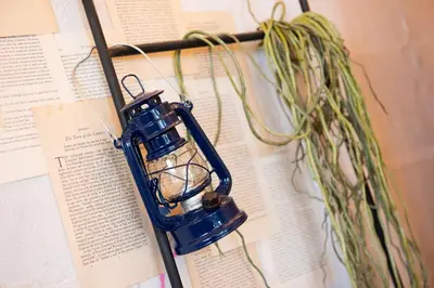 a blue light on top of an open book at Exclusive Accommodation 9bicycle 9ppl in Tokyo