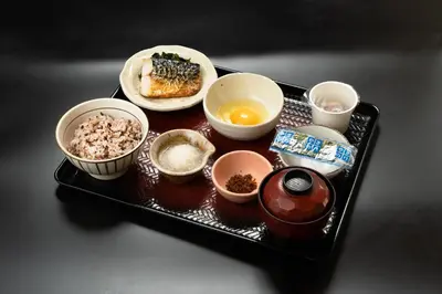 a tray of food with ingredients on a table at Tabist Hotel Mercury Asakusabashi in Tokyo