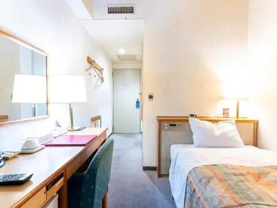 a hotel room with a bed and a desk at Tabist Hotel Mercury Asakusabashi in Tokyo