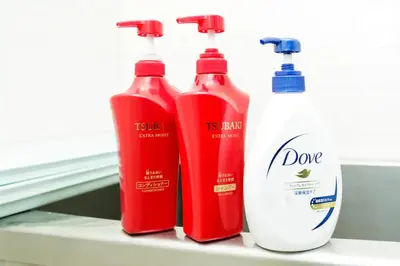 two bottles of korean cleaner and a detergent on a shelf at NAVI Azabujuban in Tokyo