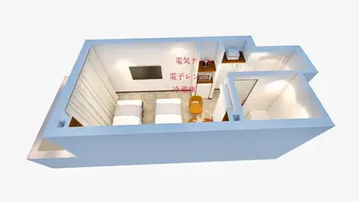 an overhead view of a small house with a bedroom at winco - Vacation STAY 06648v in Tokyo