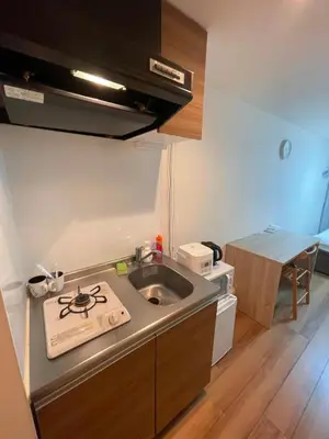 a small kitchen with a sink and a stove at Uhome Kamiitabashi Apartment in Tokyo