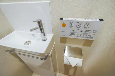 a bathroom with a sink and a roll of toilet paper at HIZ HOTEL - Vacation STAY 08955v in Tokyo