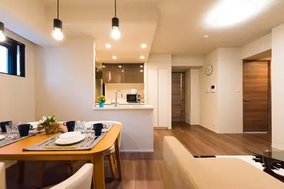 a dining room and kitchen with a table and chairs at HIZ HOTEL - Vacation STAY 08955v in Tokyo