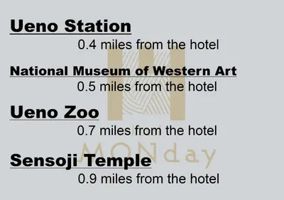 a screenshot of the names of the halls of the hotel at MONday Apart Premium UENO in Tokyo