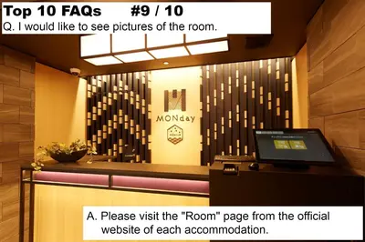 a poster of a room with a laptop on a counter at MONday Apart Premium Ginza Shintomicho in Tokyo