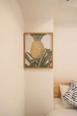 a picture of a pineapple hanging on a wall at Uhome Suido Apartment SD in Tokyo