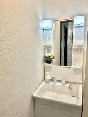 a bathroom with a sink and a mirror at \u6771\u4eac \u8db3\u7acb\u533a\u9752\u4e95 Tokyo Adachiku Aoi in Tokyo
