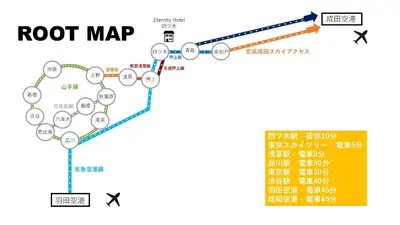 a schematic diagram of a root map at GLAMPEACE\u845b\u98fe\u30fb\u56db\u30c4\u6728 in Tokyo