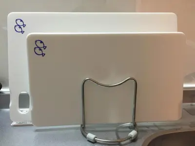 a white counter with scissors stickers on the back of it at Isshuku Ryokan Asakusabashi - Vacation STAY 17363v in Tokyo