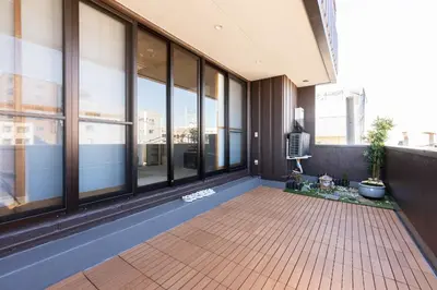 an empty room with large windows in a building at Light Hotel - Vacation STAY 17340v in Tokyo