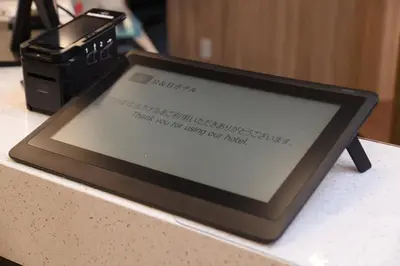 a tablet computer sitting on top of a counter at R&B Hotel Otsuka Eki Kitaguchi - Vacation STAY 14221v in Tokyo