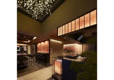 a kitchen and dining room with a chandelier at Sakura Sky Hotel - Vacation STAY 18449v in Tokyo