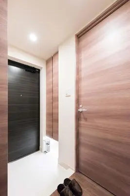 a wooden door in a room with a floor at HIZ HOTEL - Vacation STAY 18549v in Tokyo