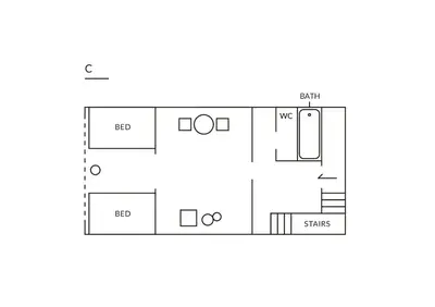 a floor plan of a house at TORA HOTEL Tokyo Ueno \u5bc5\u30db\u30c6\u30eb \u4e0a\u91ce C in Tokyo