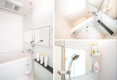 a bathroom with a shower and a sink at japan house ebisu in Tokyo