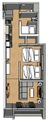 a floor plan of a bedroom with beds at Noah Ikebukuro - Vacation STAY 11164 in Tokyo