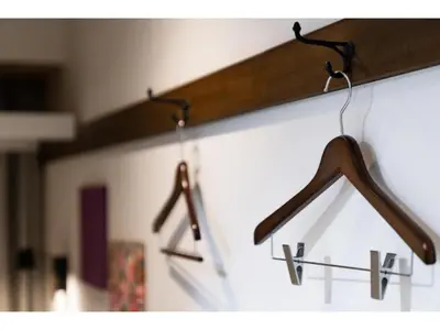 two wooden hangers hanging on a wall at Hotel Emit Shibuya - Vacation STAY 40890v in Tokyo