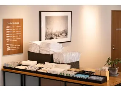 a pile of towels on top of a table at Hotel Emit Shibuya - Vacation STAY 40890v in Tokyo