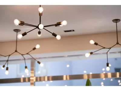 a group of lights hanging from a ceiling at Hotel Emit Shibuya - Vacation STAY 40888v in Tokyo
