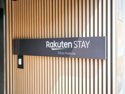 a sign on a building that reads rattler stay at Rakuten STAY Tokyo Asakusa Okaimono Panda Double Room in Tokyo