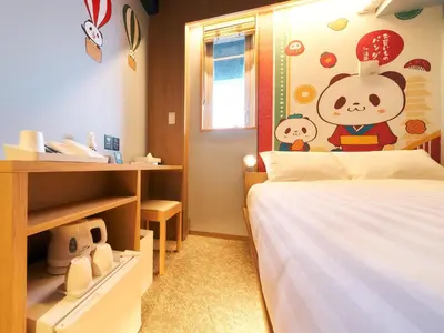 a childs bedroom with a bed and a hello kitty wall at Rakuten STAY Tokyo Asakusa Okaimono Panda Double Room in Tokyo