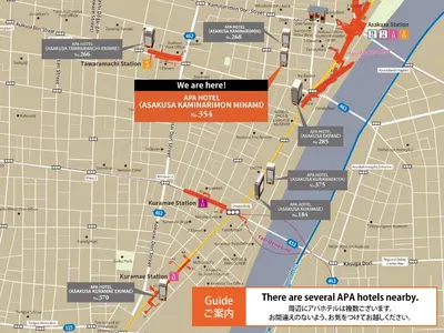 a map showing the location of the new khalifa airport at APA Hotel Asakusa Kaminarimon Minami in Tokyo
