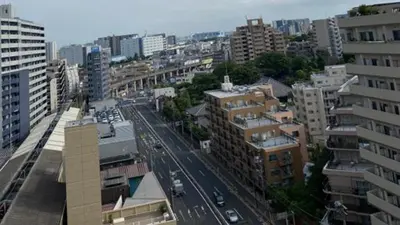 a view of a city with cars on a street at Toyoko Inn Tokyo Shinagawa Aomono-yokocho-eki in Tokyo