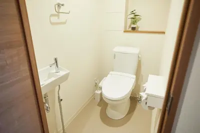 a small bathroom with a toilet and a sink at SG Premium KASAI - Vacation STAY 44284v in Tokyo