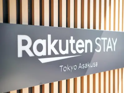 a sign for a raultern stay on a wall at Rakuten STAY Tokyo Asakusa Single Room in Tokyo