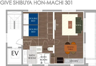 a floor plan of a building with at GIVE Shibuya Honmachi in Tokyo