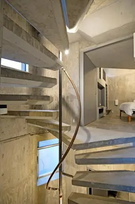 a concrete staircase in a room with a bed at MONO - Vacation STAY 54271v in Tokyo
