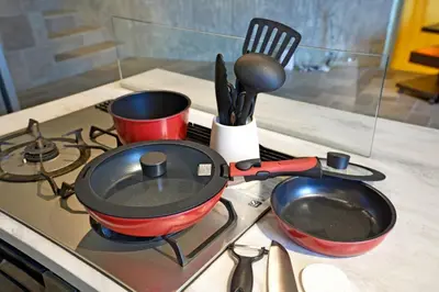 two pots and pans sitting on a stove at MONO - Vacation STAY 54271v in Tokyo