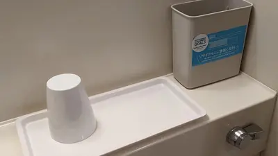 a white counter with a box on top of it at Toyoko Inn Tokyo Kamata Higashi-guchi in Tokyo