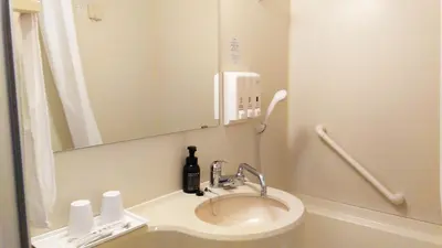 a bathroom with a sink and a mirror at Toyoko Inn Tokyo Shinjuku Kabukicho in Tokyo
