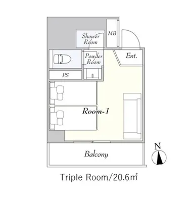 a floor plan of a tiny house at Hotel Asakusa KANNONURA in Tokyo