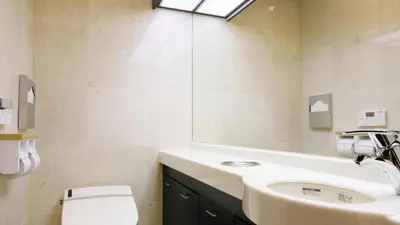 a bathroom with a sink and a mirror at Toyoko Inn Kanda Akihabara in Tokyo