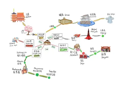 a map of china with cities and attractions at \u4e1c\u4eac\u4e2d\u5fc3\u4e0a\u91ce\u516c\u56ed\u65f6\u5c1a\u8bbe\u8ba1\u5e08\u623f\u95f4Ycoc \u4e0a\u91ce\u516c\u56ed3\u5206\u949f \u8f66\u7ad91\u5206\u949f \u8d85\u7ea7\u7e41\u534e \u514d\u8d39wifi \u6234\u68ee\u5439\u98ce in Tokyo