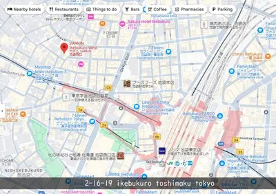 a map ofkyotoikiikiikiikiikiikiikiikiikiikiiki at HOTEL VARKIN Ikebukuro Nishiguchi in Tokyo