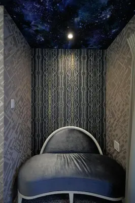 a bedroom with a starry ceiling and a bed at Hotaku HOTEL Akihabara in Tokyo