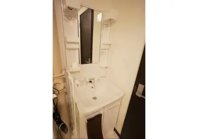 a bathroom with a sink and a mirror at Woody Sanheim - Vacation STAY 12558 in Tokyo