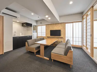 a kitchen and dining room with a table and chairs at MIMARU Tokyo Kinshicho in Tokyo