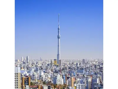 a view of a large city with a tall tower at Urayasu Sun Hotel - Vacation STAY 32992v in Urayasu
